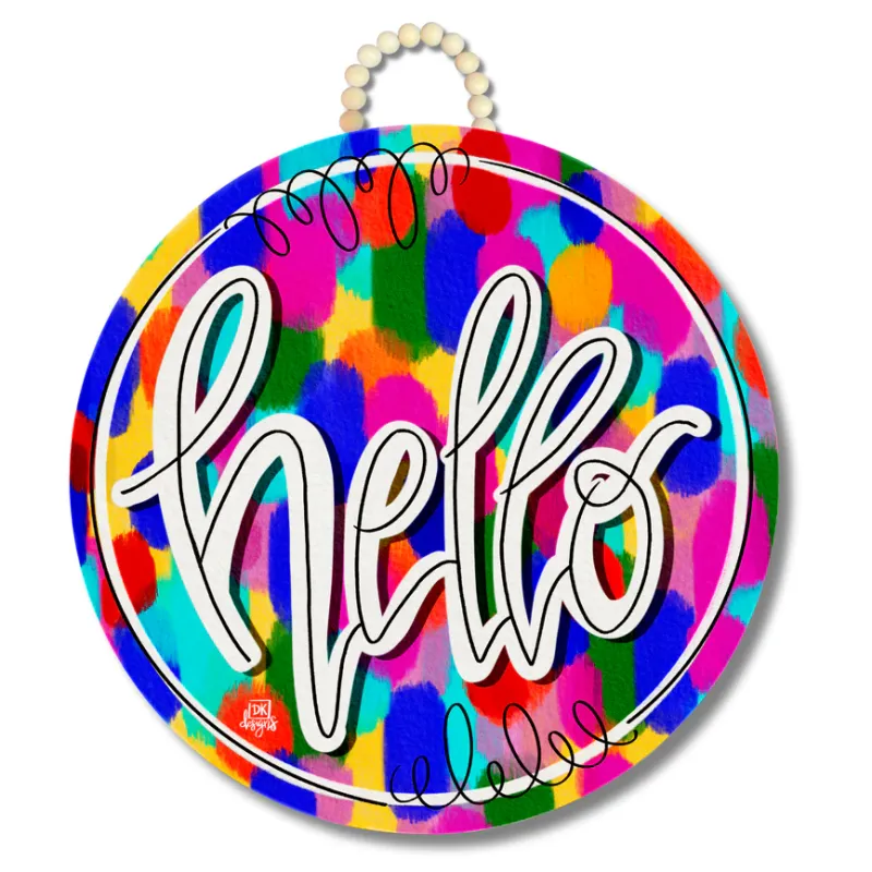 Stained Glass Hello Door Hanger