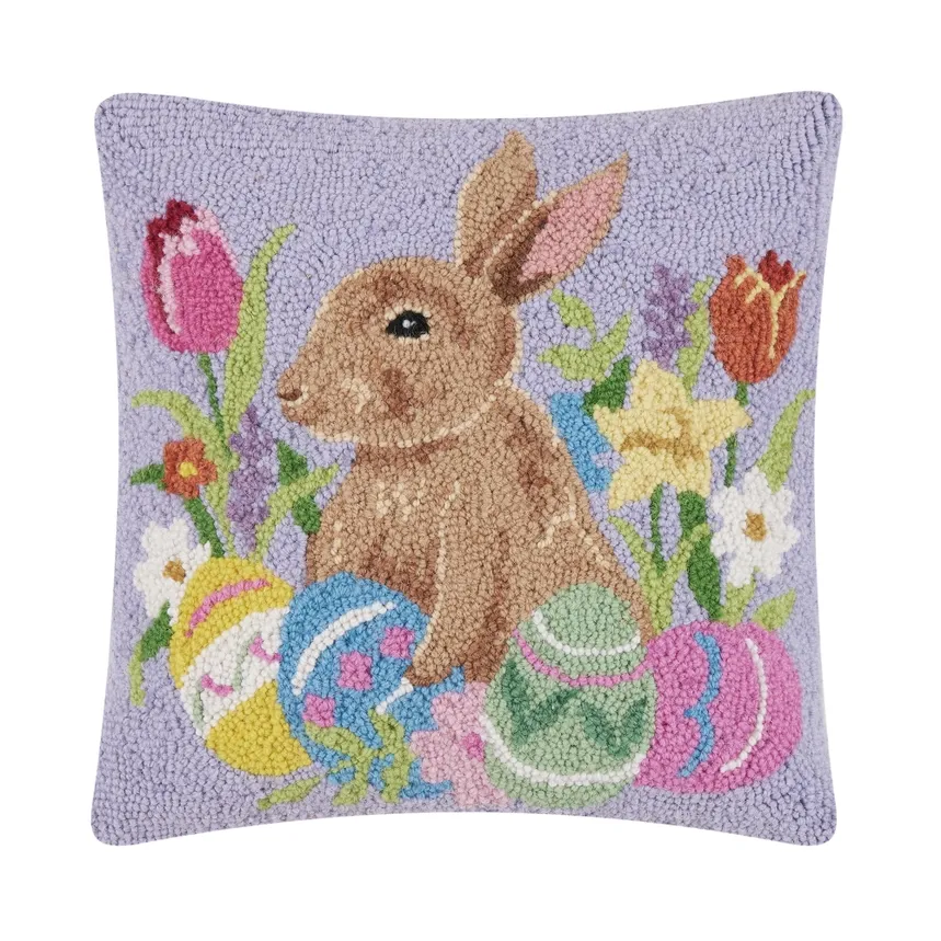 VG Lavender Bunny w Eggs Hook Pillow
