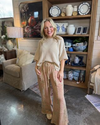 Khaki Floral Patch Pant