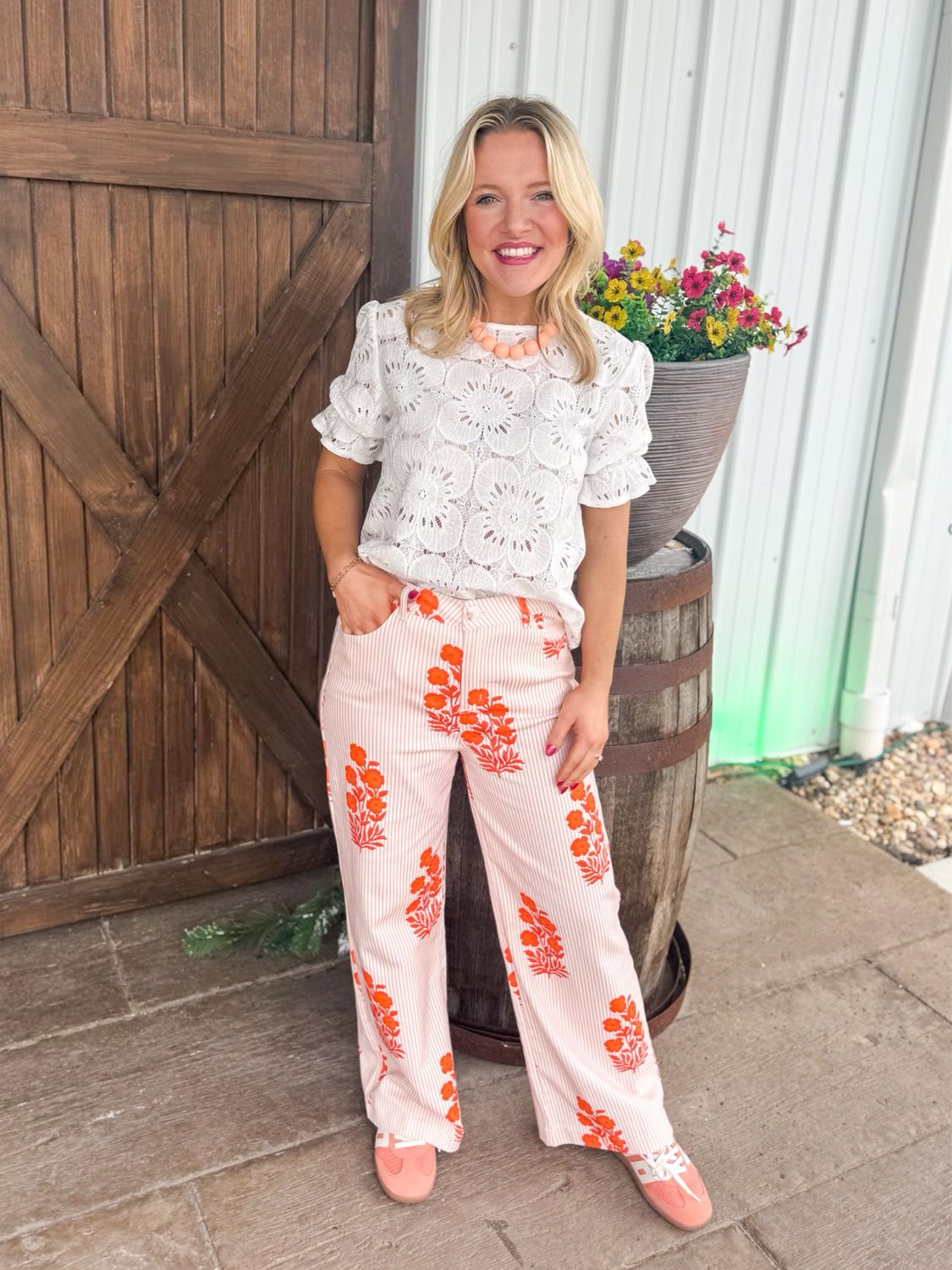 Orangey Floral Pants