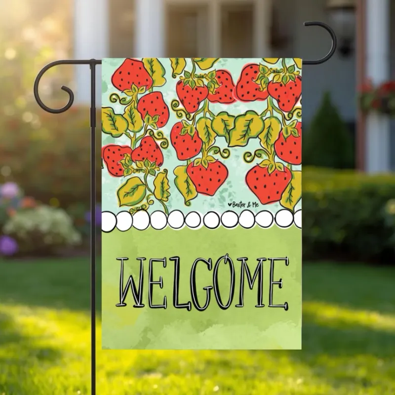 VG Welcome Strawberry Patch Garden Flag
