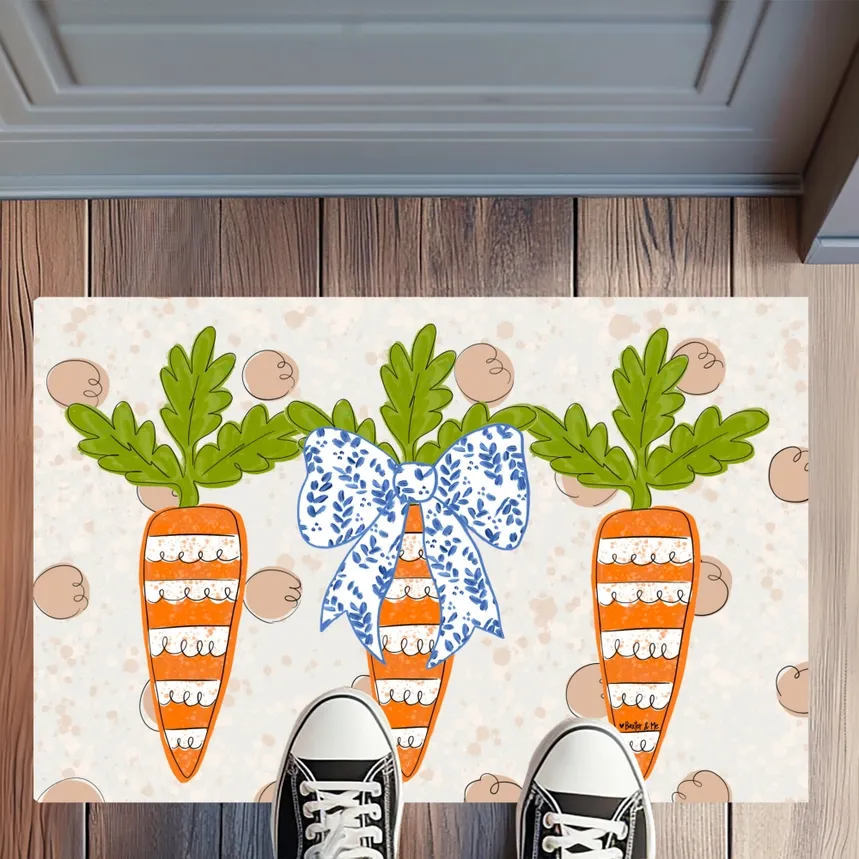 VG Carrot Patch Trio w Bow Rug Floormat