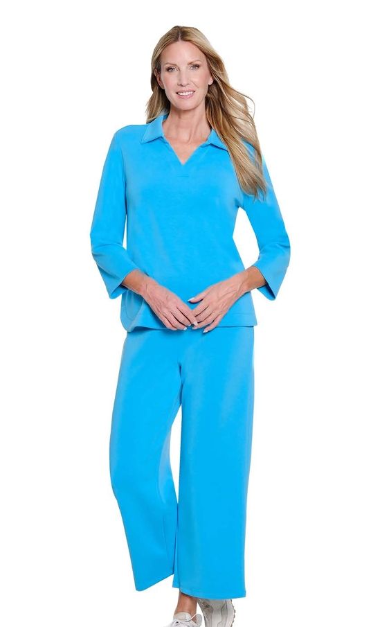 Vivid Turquoise Pull-On Crop Pant