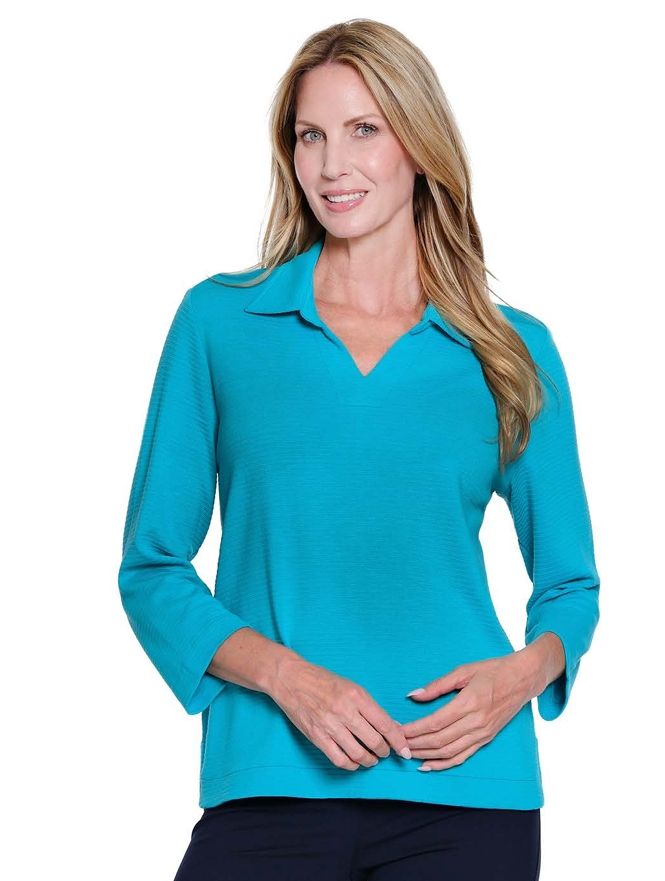 Aqua Johnny Collar Top