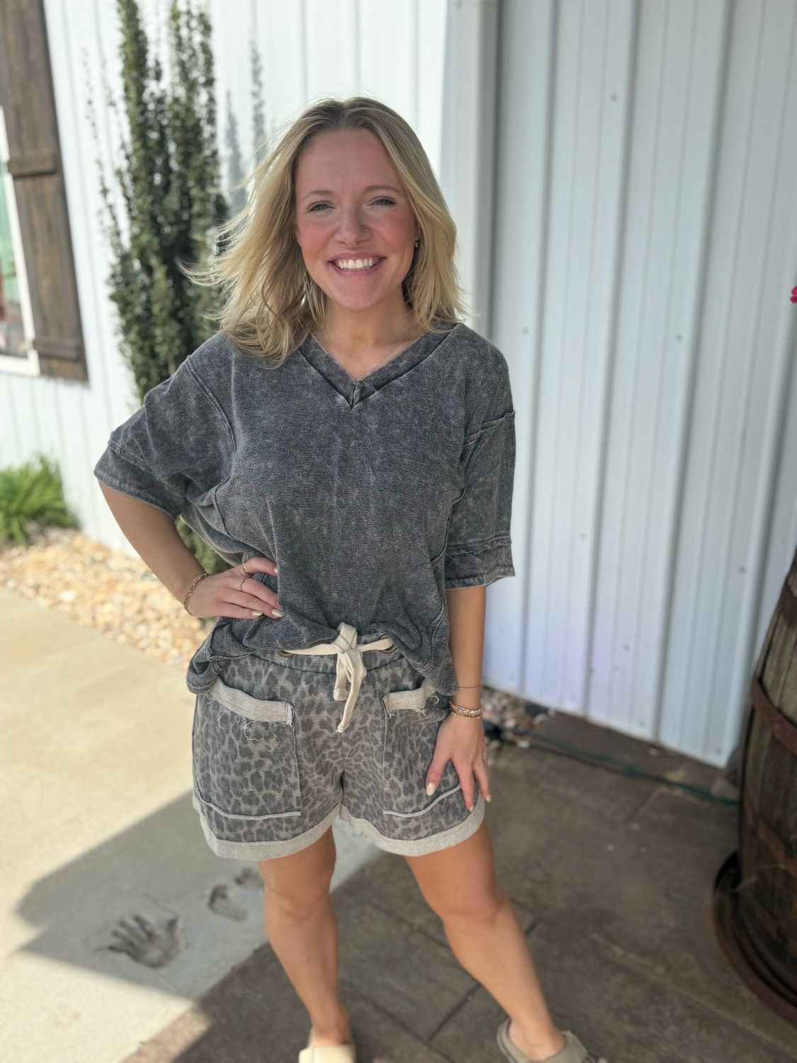 RD Black Leopard Shorts