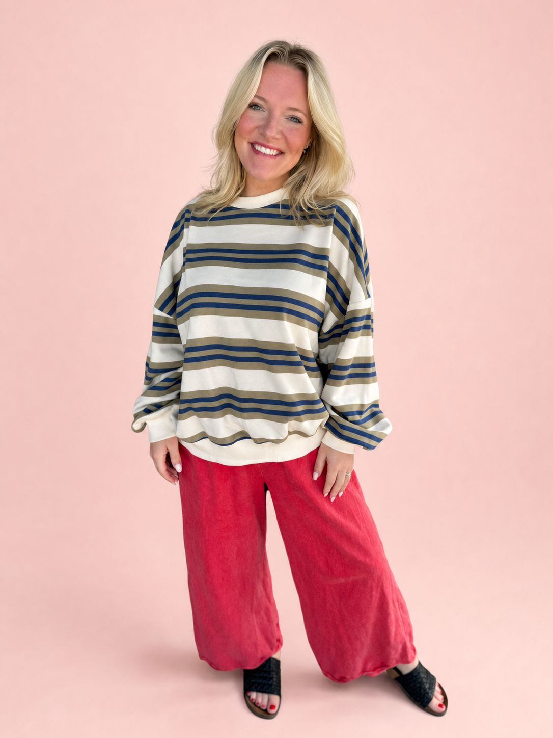 RD Striped Olive/Navy Sweatshirt