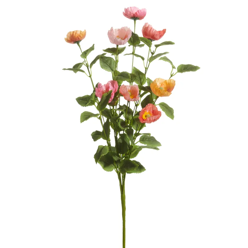21.5" Pink &amp; Coral Poppy  Bush