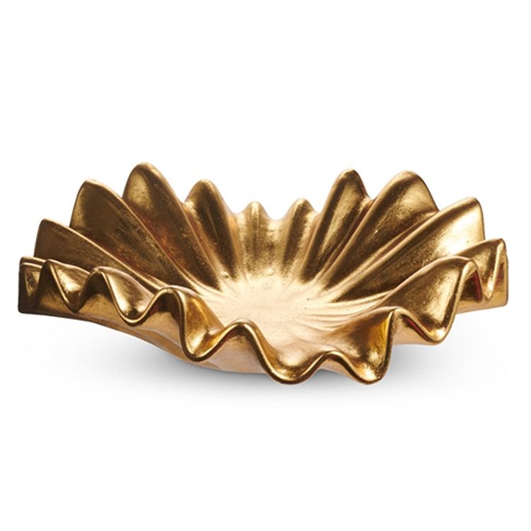 14" Gold Ruffled Bowl