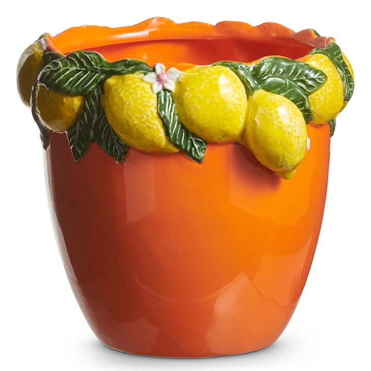 7" Orange Planter w Lemon Rim