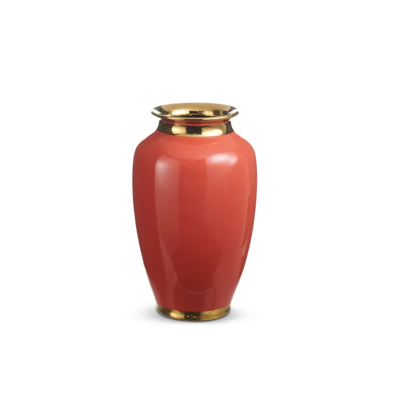 10.5" Red Orange &amp; Gold Vase