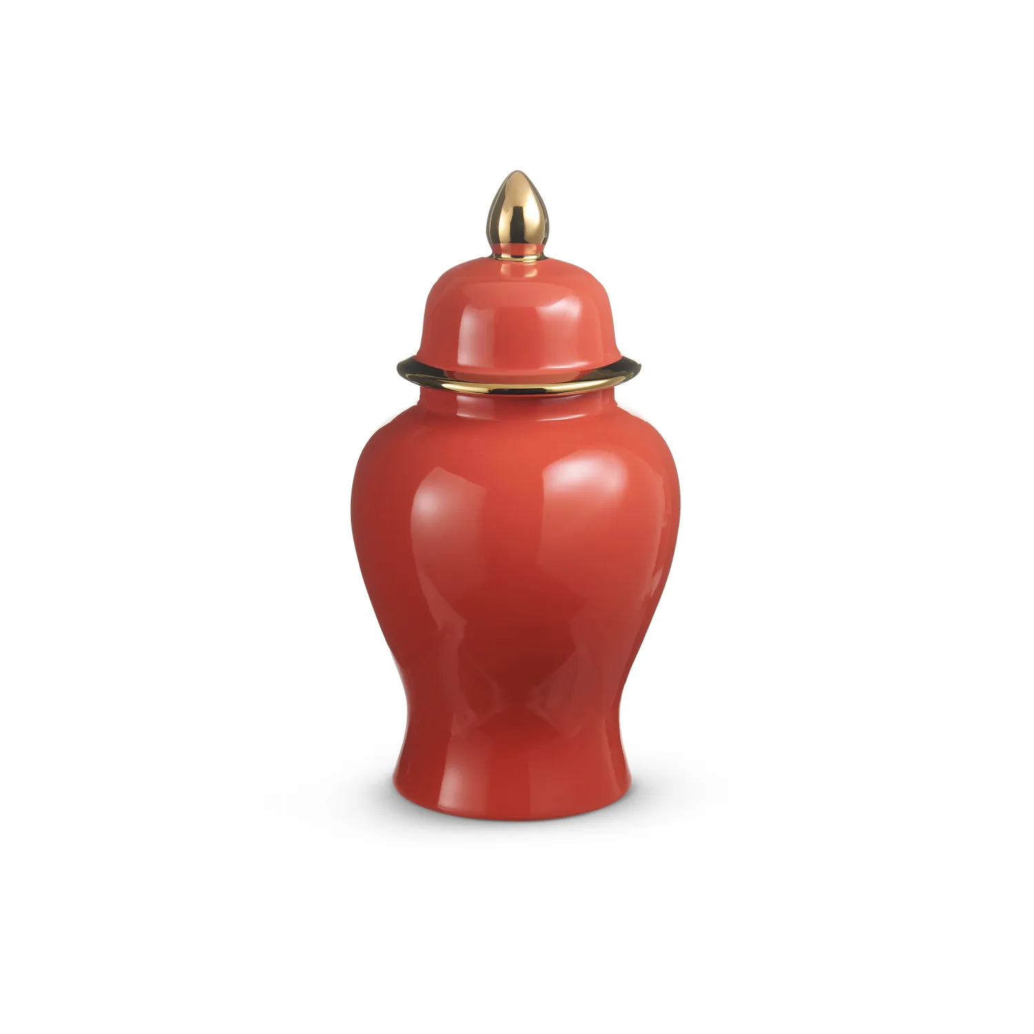 12" Red Orange &amp; Gold Ginger Jar