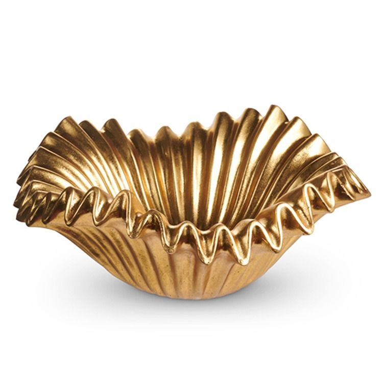 12" Gold Ruffled Bowl