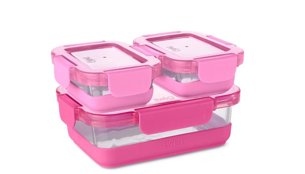 Pink 3pc Glass Storage Set Medium