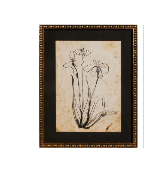 19.5" Floral Line Tall Art Framed Print