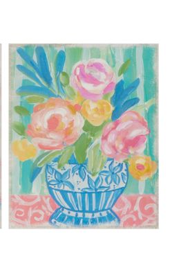 24" Floral Whimsey Green/Blue Print