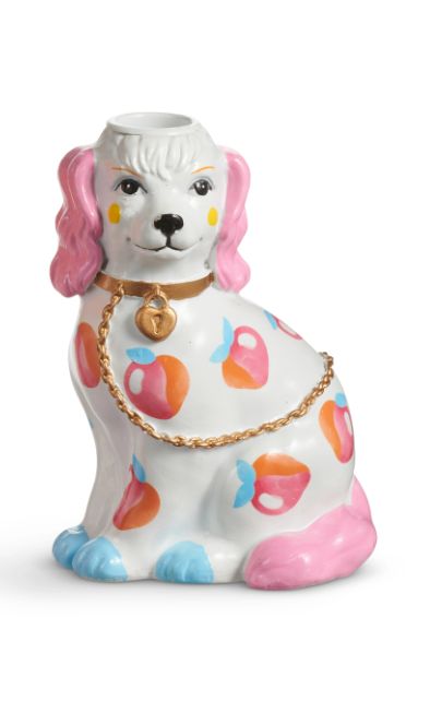 5.75" Peach Dog Candle Holder