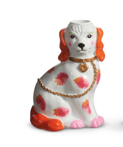 5.75" Strawberry Dog Candle Holder