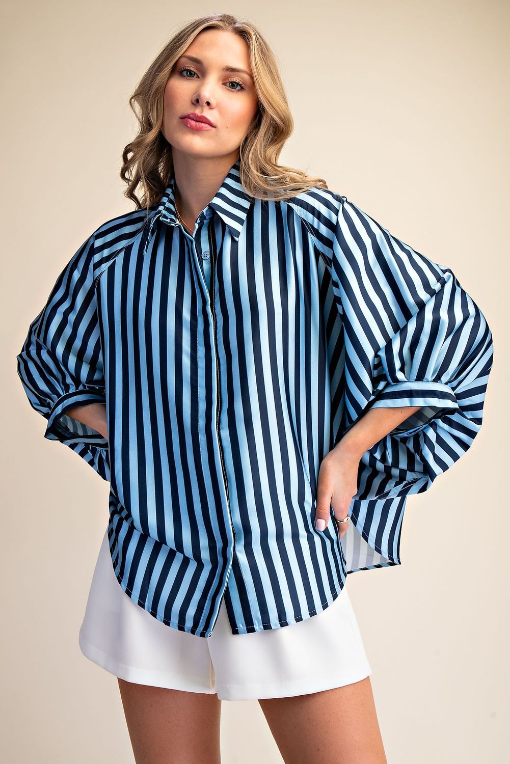 CH Presley Stripe Top-Navy/Lt Blue
