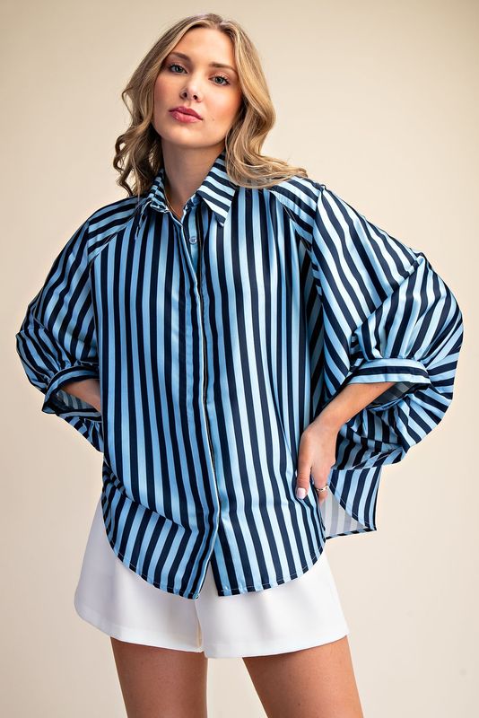 CH Presley Stripe Top-Navy/Lt Blue