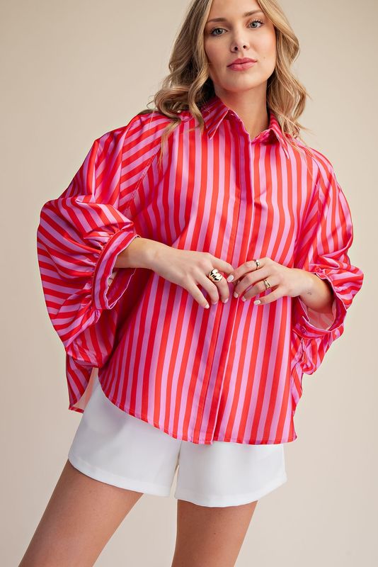 CH Presley Stripe Top-Red/Pink