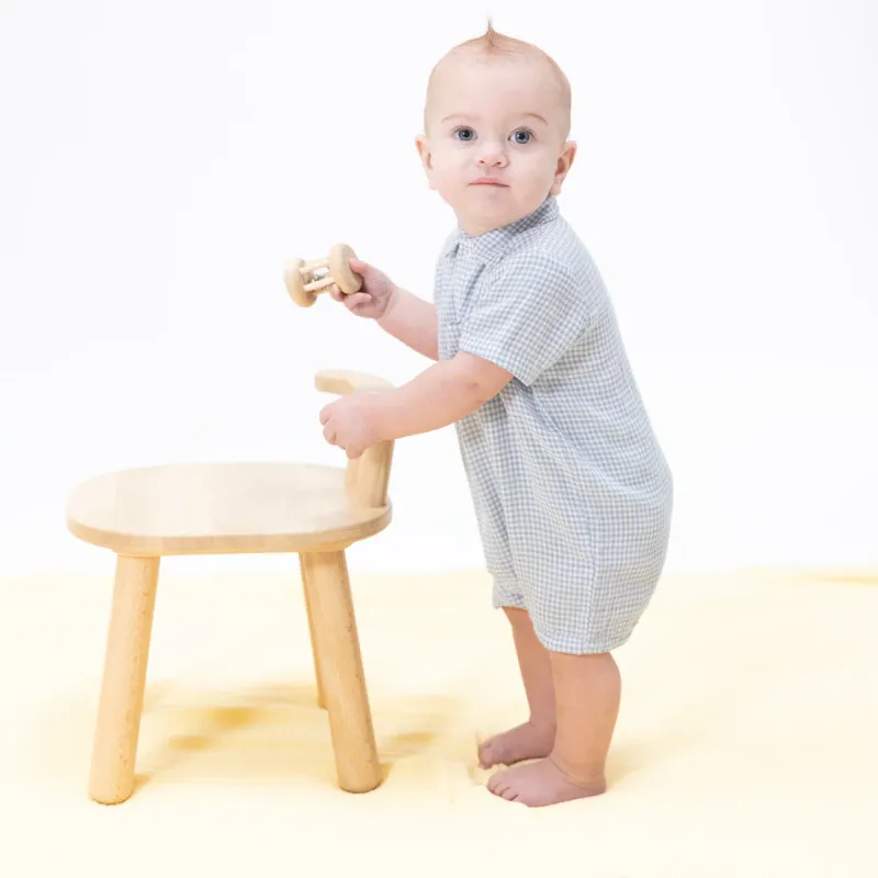 CH Micro Gingham Blue Blizzard Polo Shortie