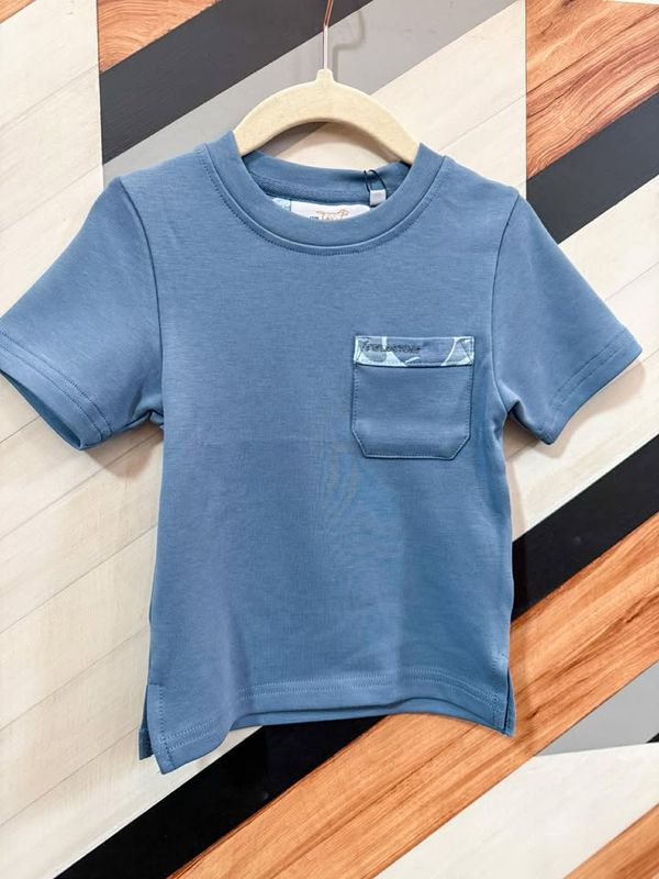 Youth Solid Tee w Saltwater Camo Pocket