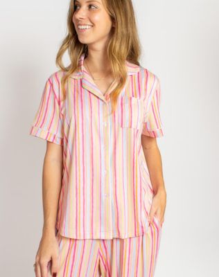 VG Addie Stripe Button Up Sleep Shirt