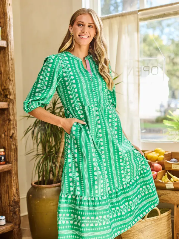 Riley Heritage Stitch Green Dress