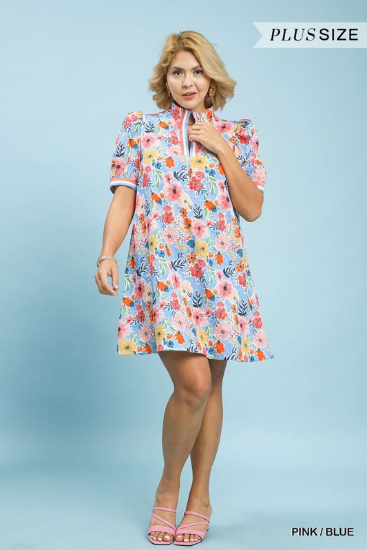 Blooming Belle Dress-Pink/Blue