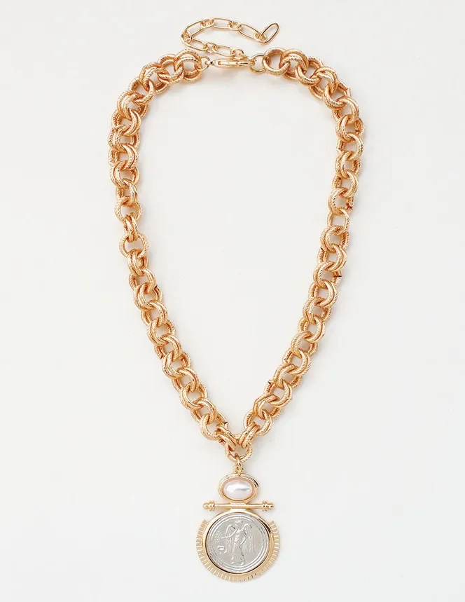 VG Gold Thick Chain Coin Necklace