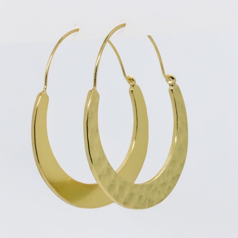 Hammered Gold Half Circle Hoop