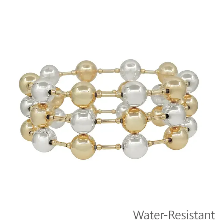 VG Set of 3 Gold &amp; Silver Stretch Bracelet