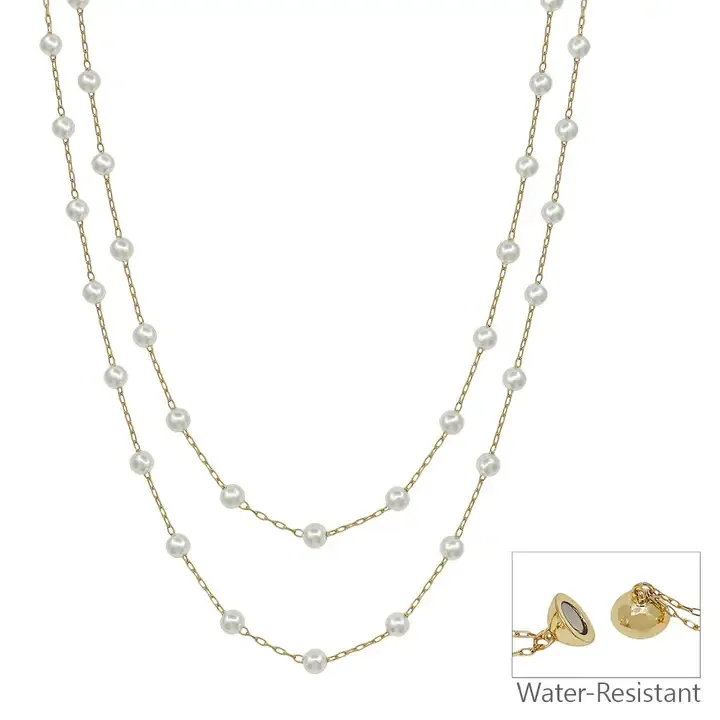 VG Layered Gold &amp; Pearl Magnetic Necklace