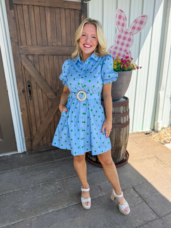 Spring Dots Belted Dress