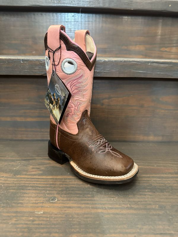 Children's Olive Blister Toe/ Metallic Pink Shaft