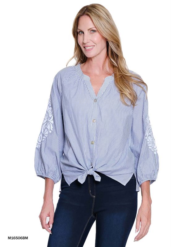 Chambray Blue Tie Waist Top