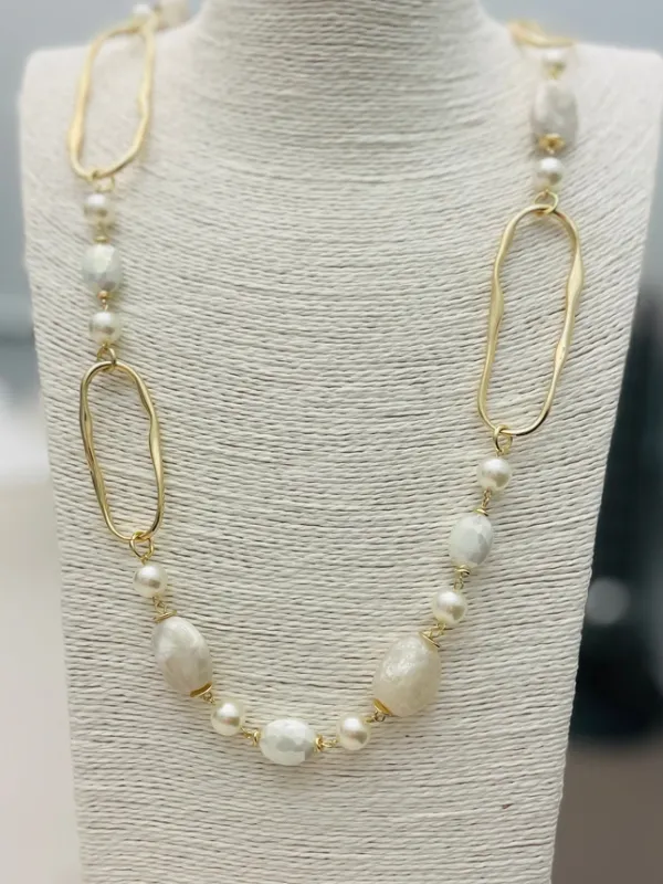 VG Chic Long Pearl &amp; Stone Necklace