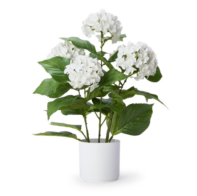 VG Real Touch Faux Hydrangea Potted Plant-White