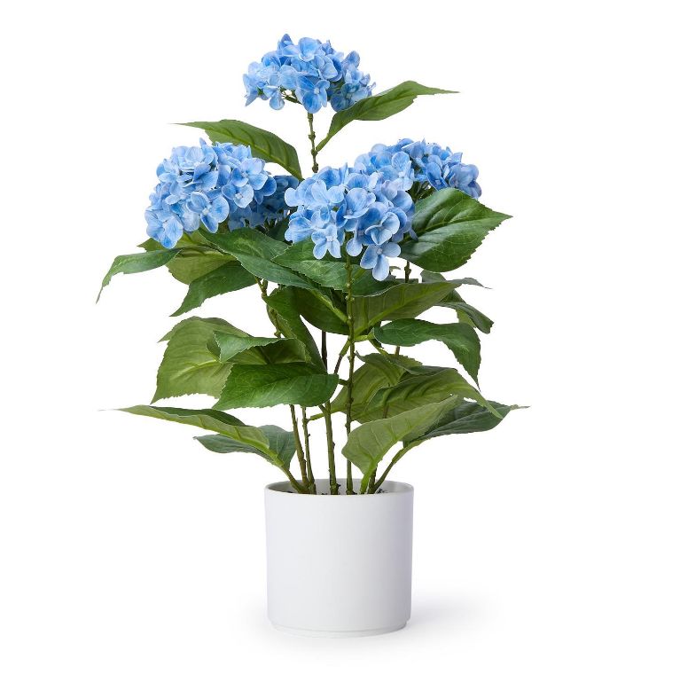 VG Real Touch Faux Hydrangea Potted Plant-Blue