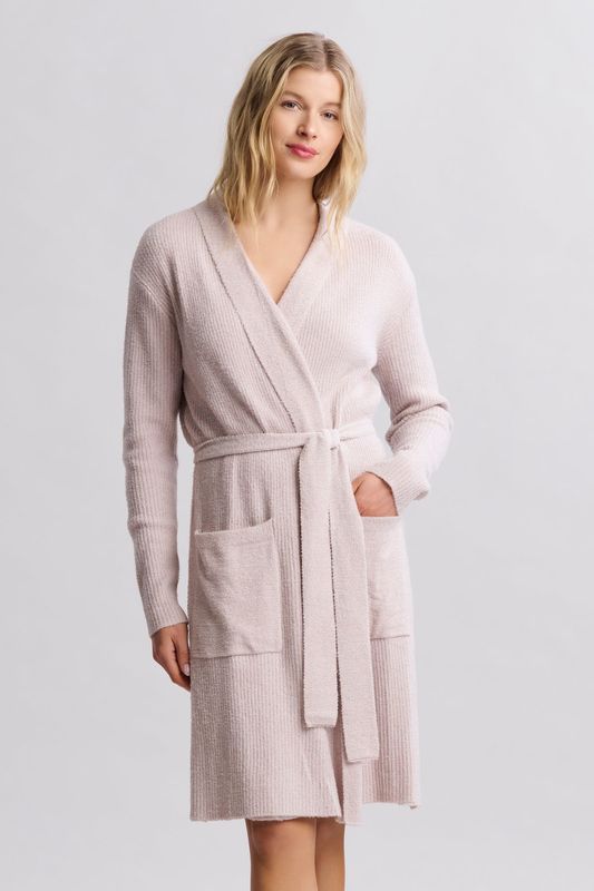 CCL Ribbed Robe-Faded Rose/Pearl