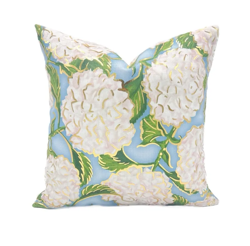 VG Gold Foil White Hydrangea Pillow