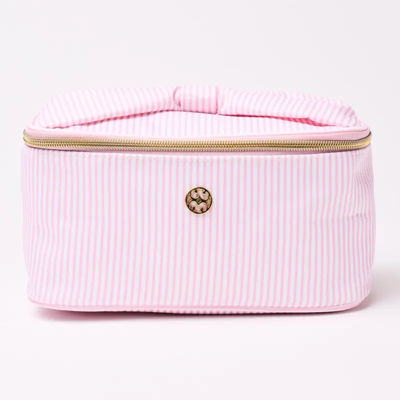 Kiss &amp; Makeup Bag-Pink Stripe