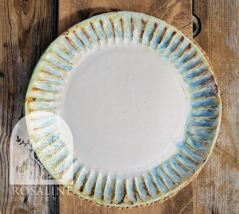 VG Large Pleated Platter-Sea Salt