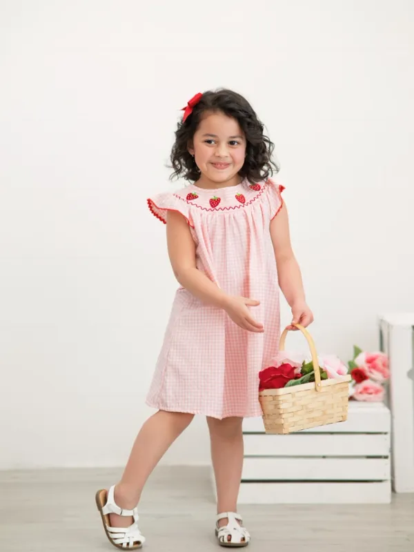 BC Plaid Smocked Strawberry Dress
