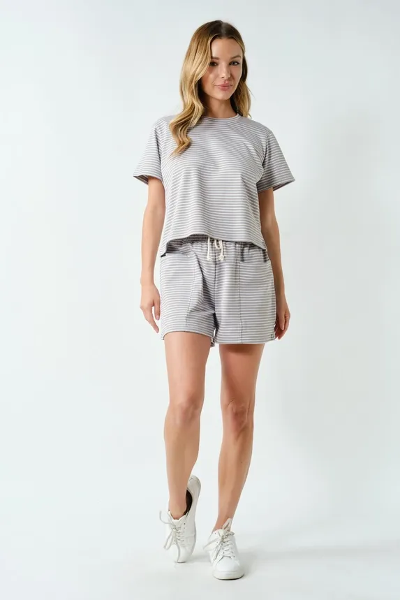 BC Boardwalk Stripe Set-Taupe/White