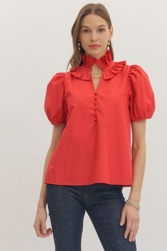 Ruffle Me Red Top