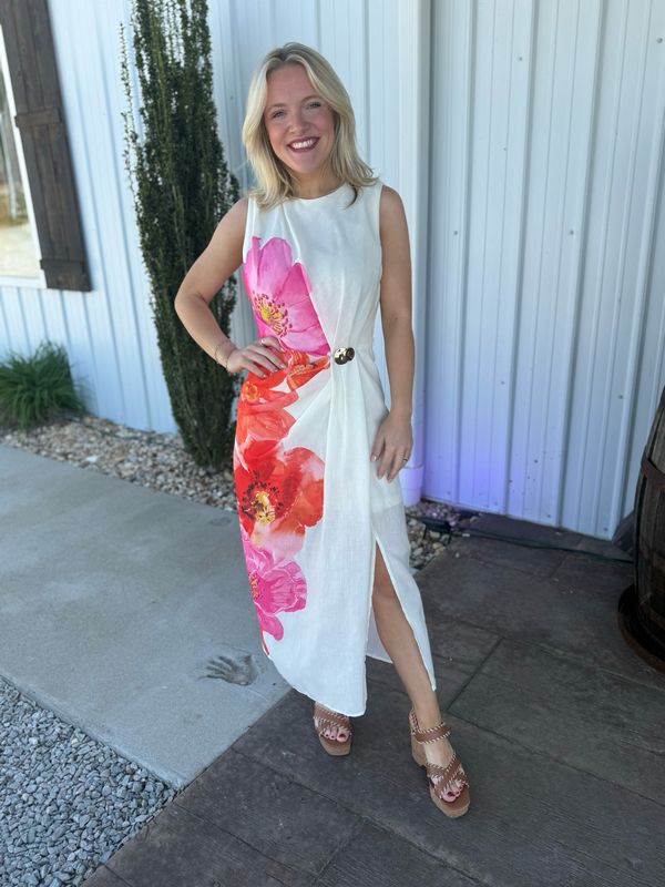 Coral Crush Floral Dress