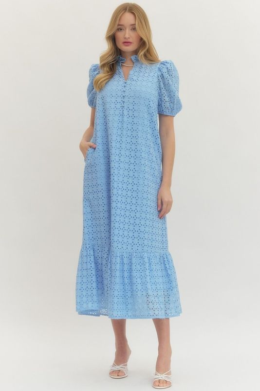 Soft Sky Eyelet Dress