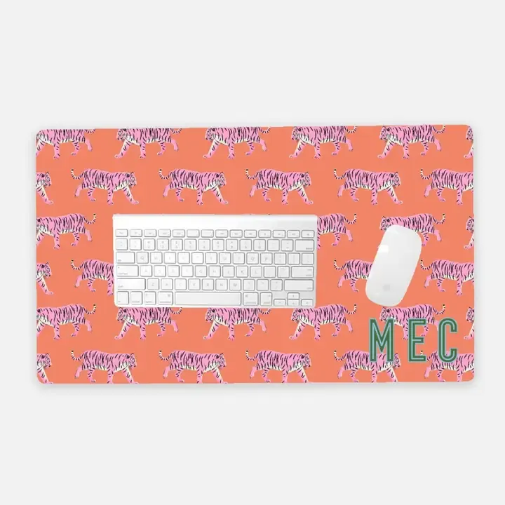 Tiger Pink &amp; Orange Desk Mat