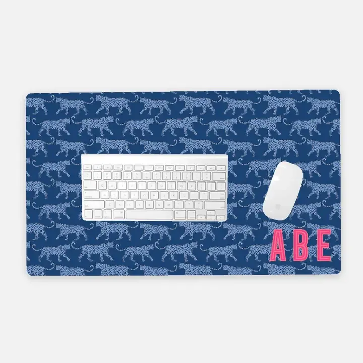 Leopard Blue Desk Mat